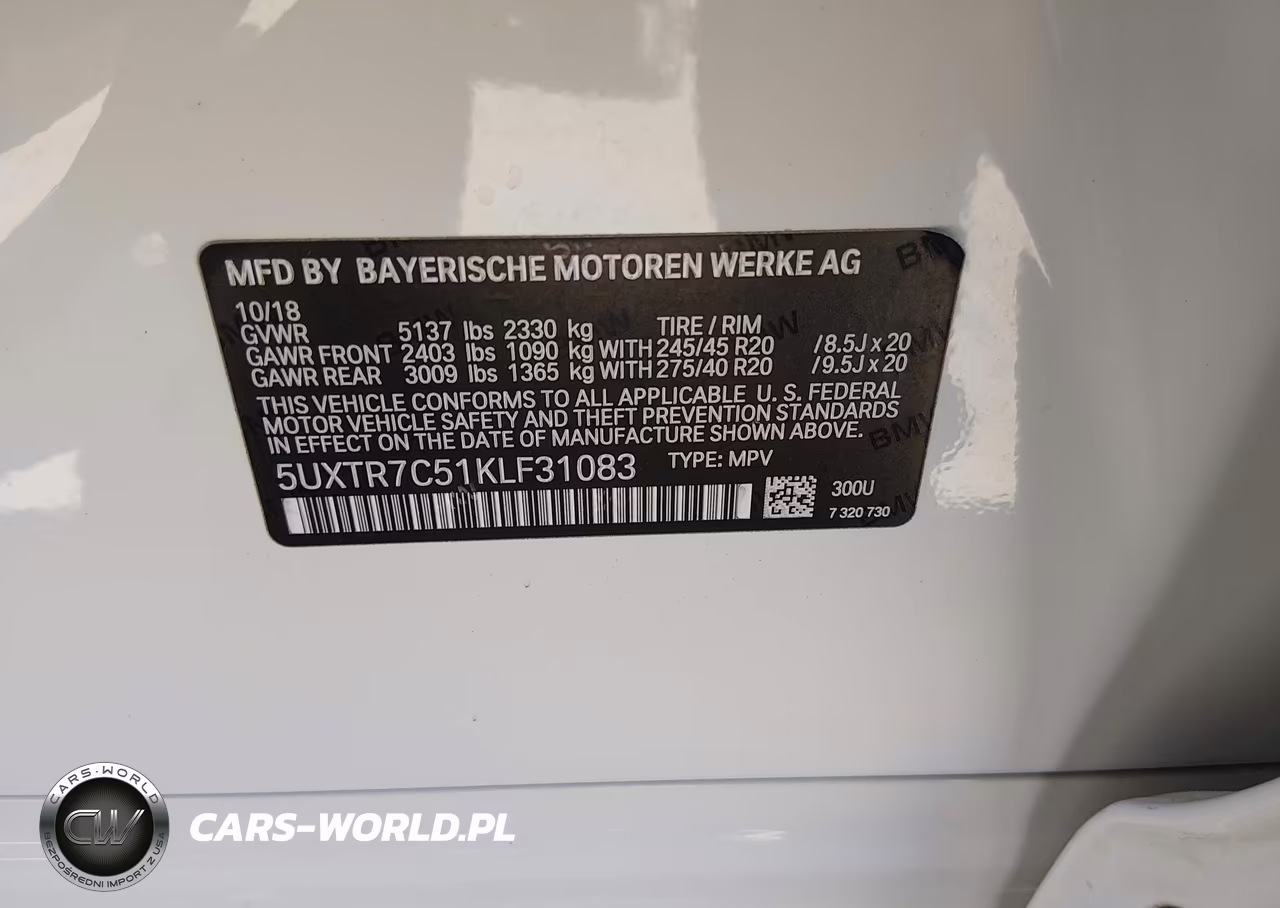 2019 BMW X3 Sdrive30I VIN:5UXTR7C51KLF31083 - 9