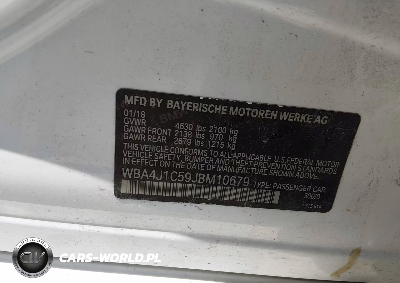 2018 BMW 430I Gran Coupe VIN:WBA4J1C59JBM10679 - 9