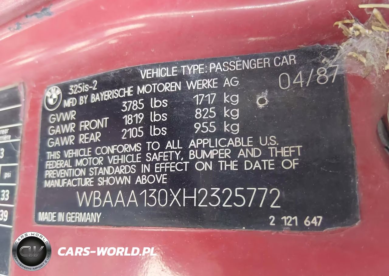 1987 BMW 325 Is VIN:WBAAA130XH2325772 - 9