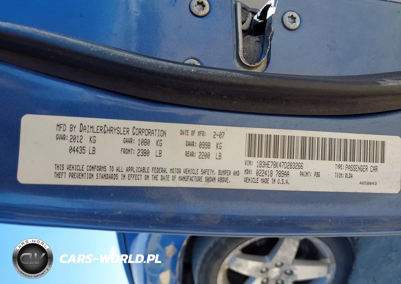2007 Dodge Caliber R-T VIN:1B3HE78K47D283266 - 9