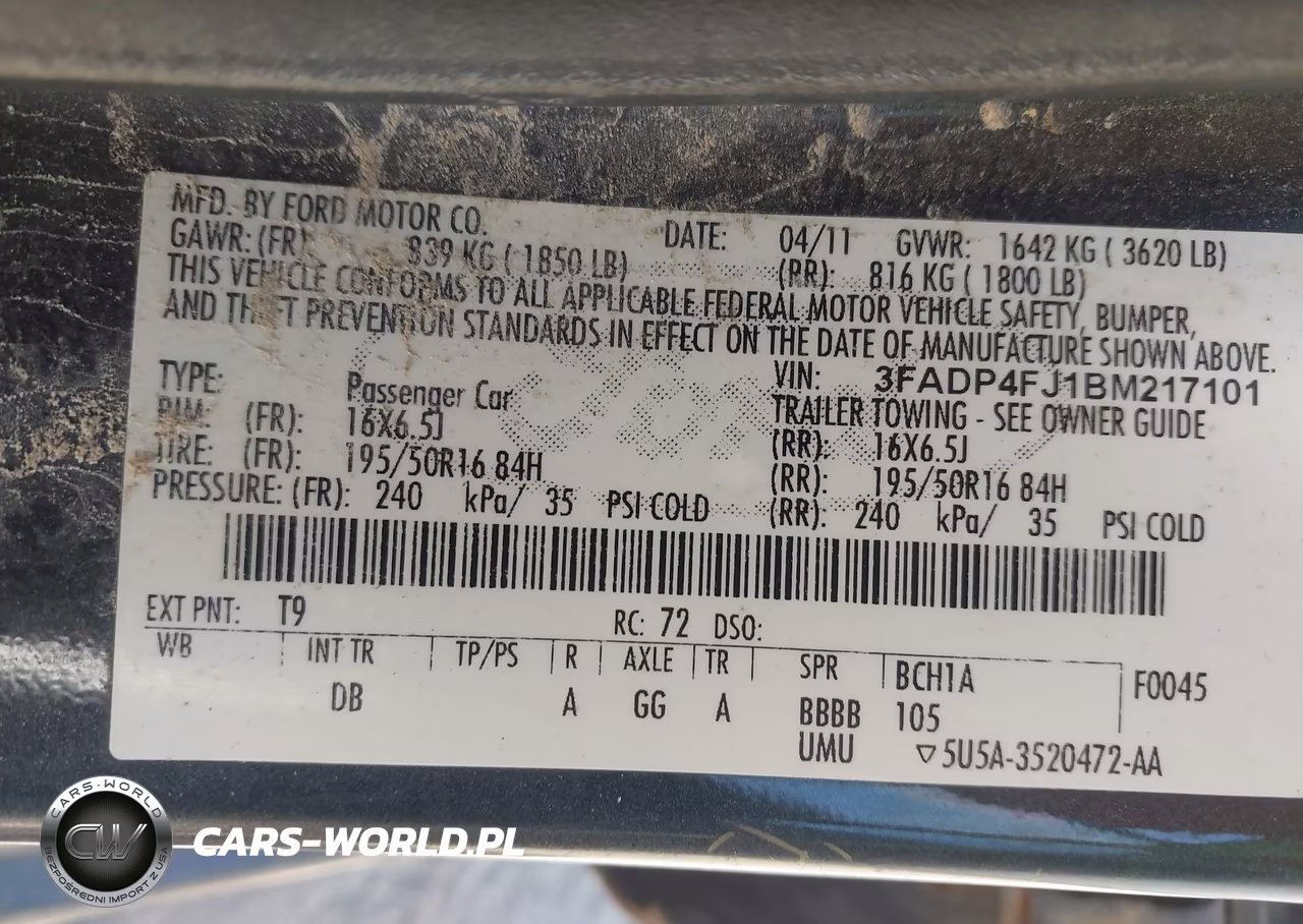 2011 Ford Fiesta Ses VIN:3FADP4FJ1BM217101 - 9