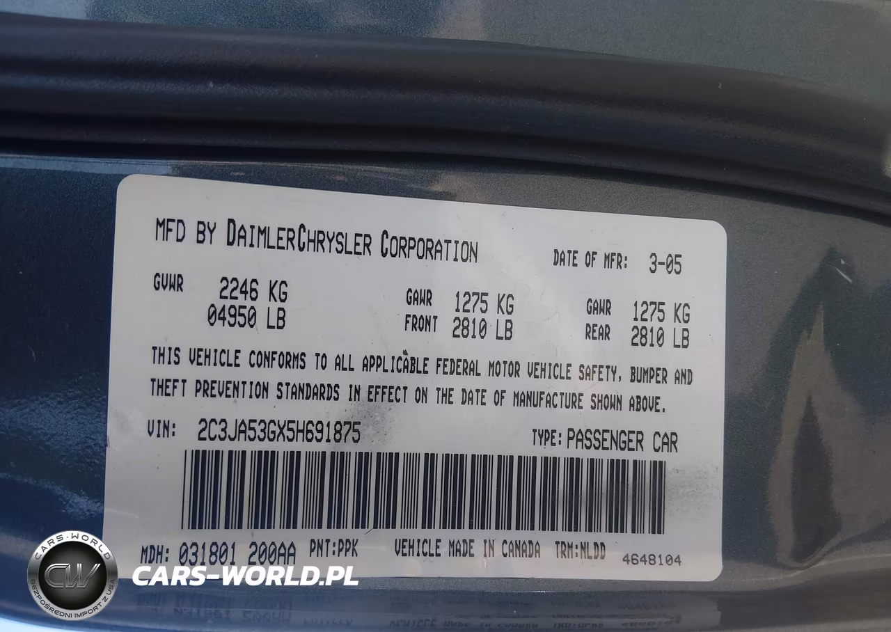 2005 Chrysler 300 Touring VIN:2C3JA53GX5H691875 - 9