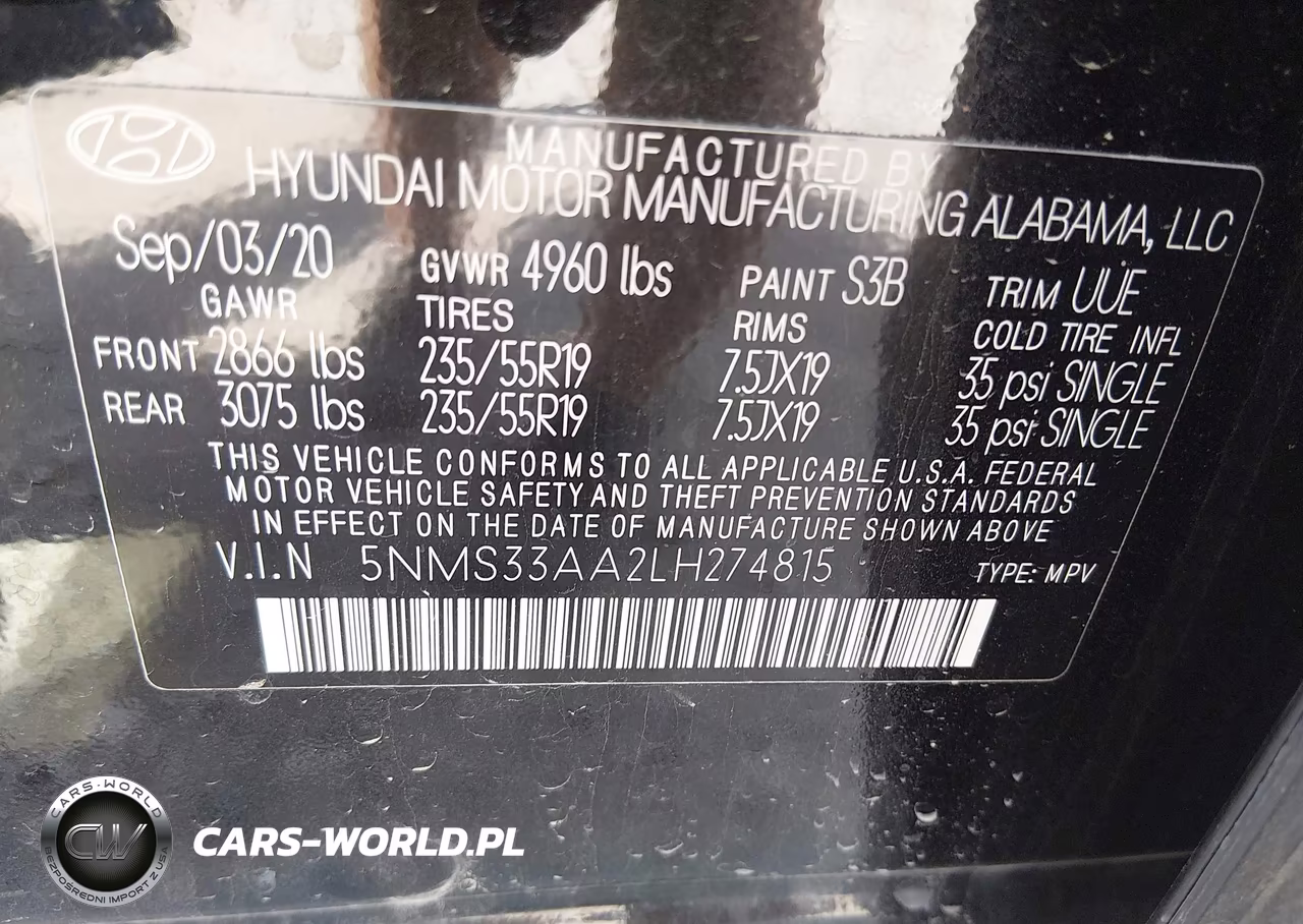2020 Hyundai Santa Fe Sel 2.0T VIN:5NMS33AA2LH274815 - 9
