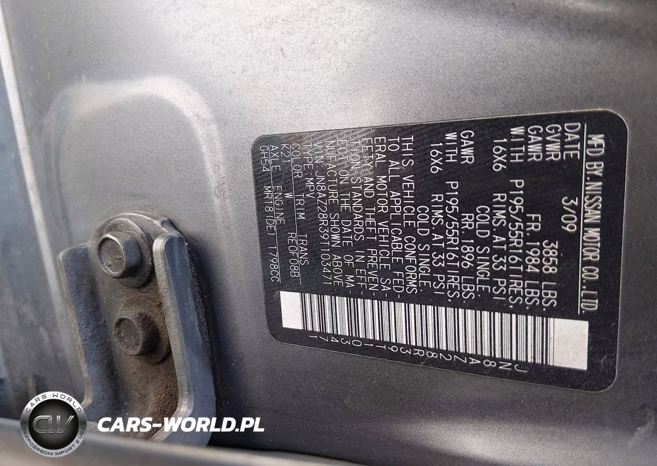 2009 Nissan Cube 1.8Sl VIN:JN8AZ28R39T103471 - 9