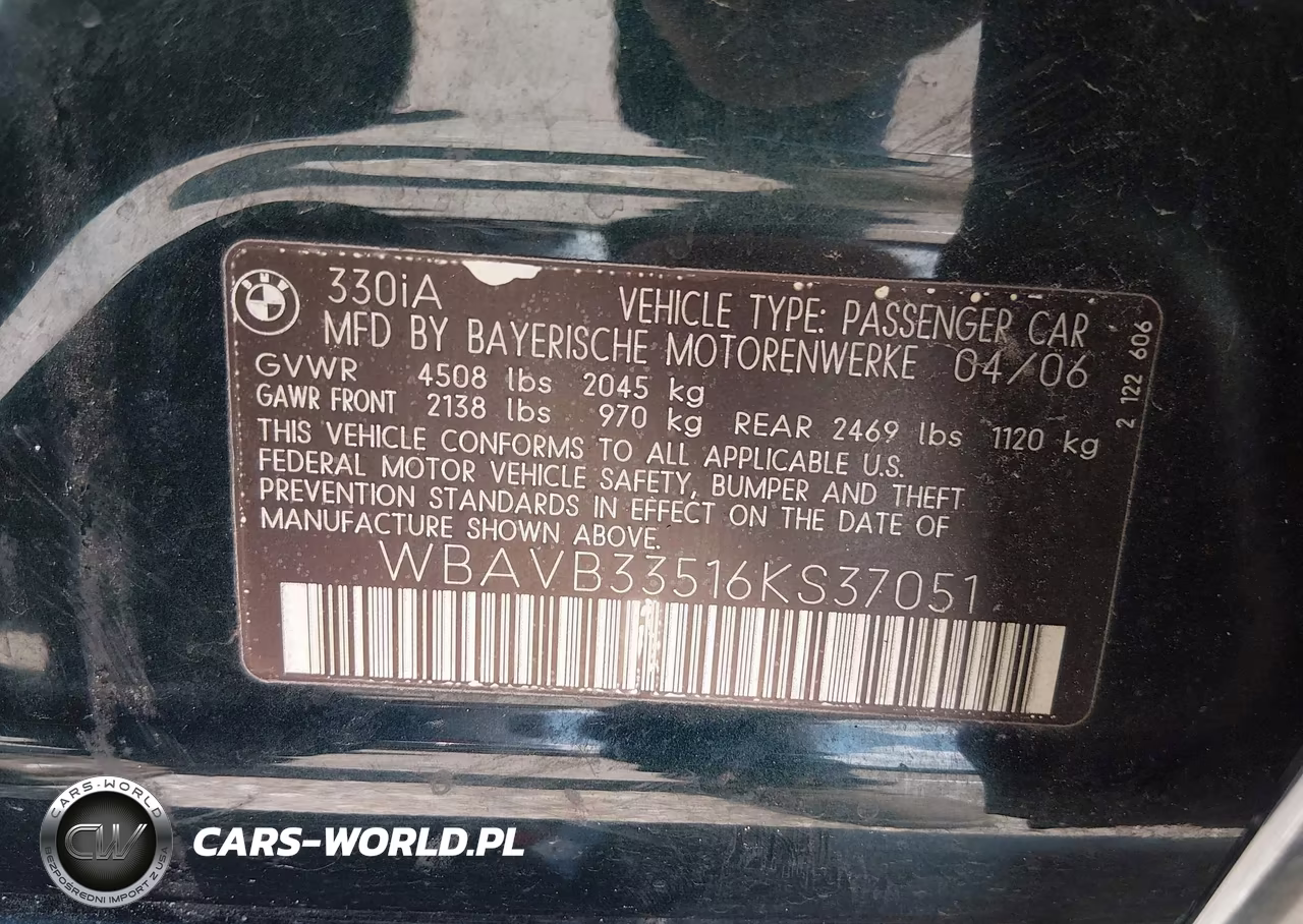 2006 BMW 330I VIN:WBAVB33516KS37051 - 9