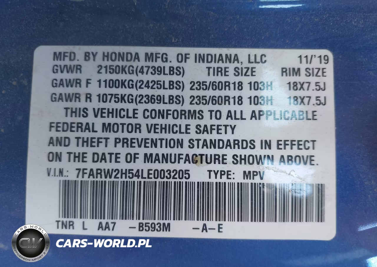 2020 Honda Cr-V Awd Ex VIN:7FARW2H54LE003205 - 9
