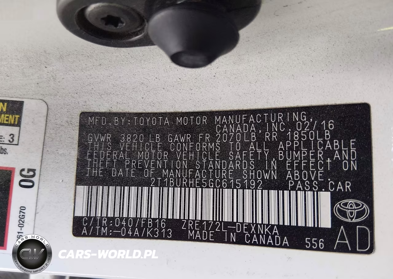 2016 Toyota Corolla Le VIN:2T1BURHE5GC615192 - 9