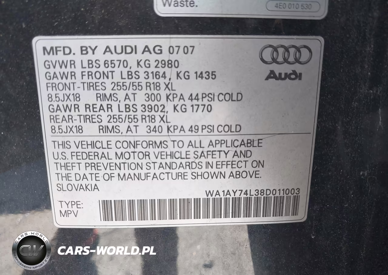 2008 Audi Q7 3.6 VIN:WA1AY74L38D011003 - 9
