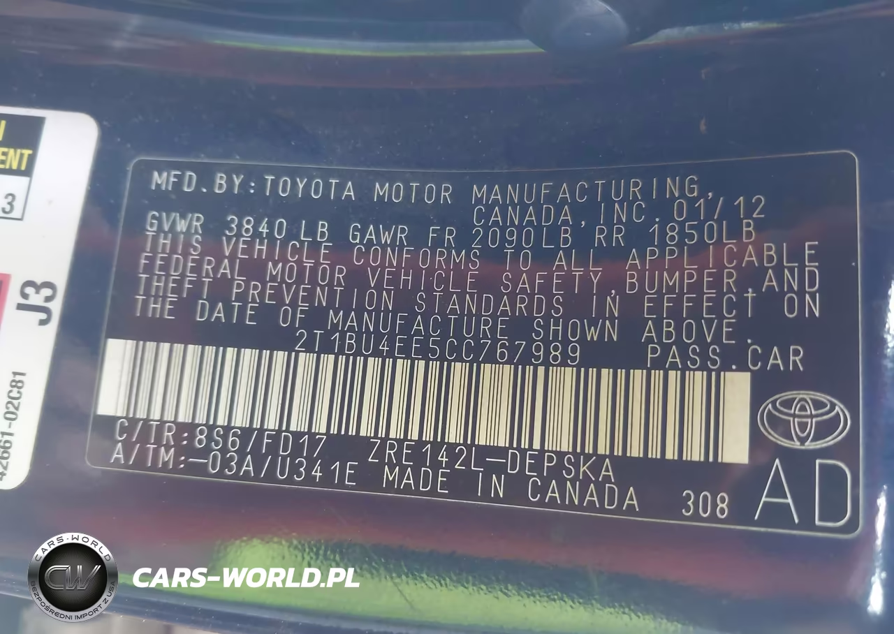 2012 Toyota Corolla S VIN:2T1BU4EE5CC767989 - 9