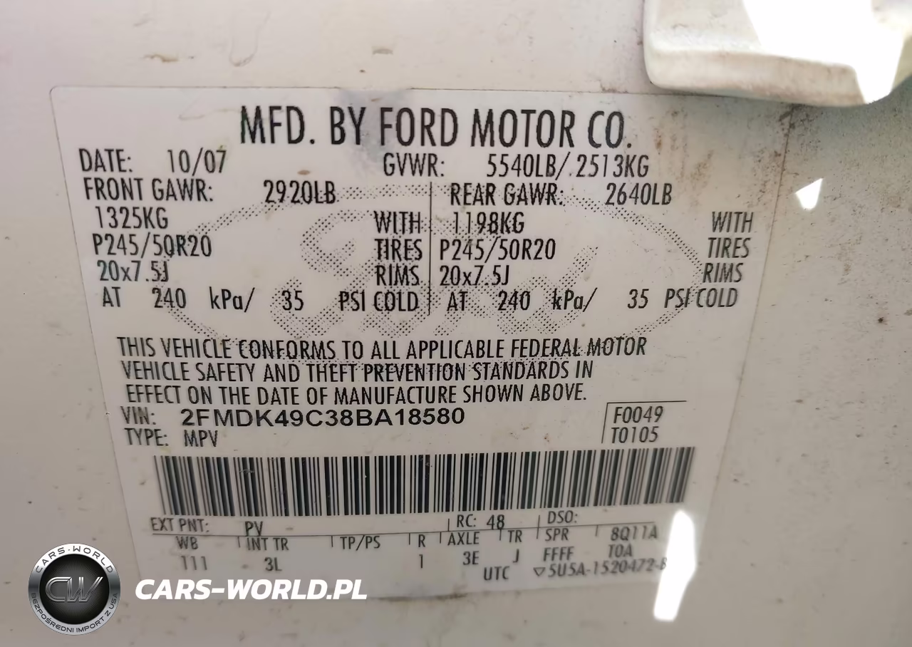 2008 Ford Edge Limited VIN:2FMDK49C38BA18580 - 9