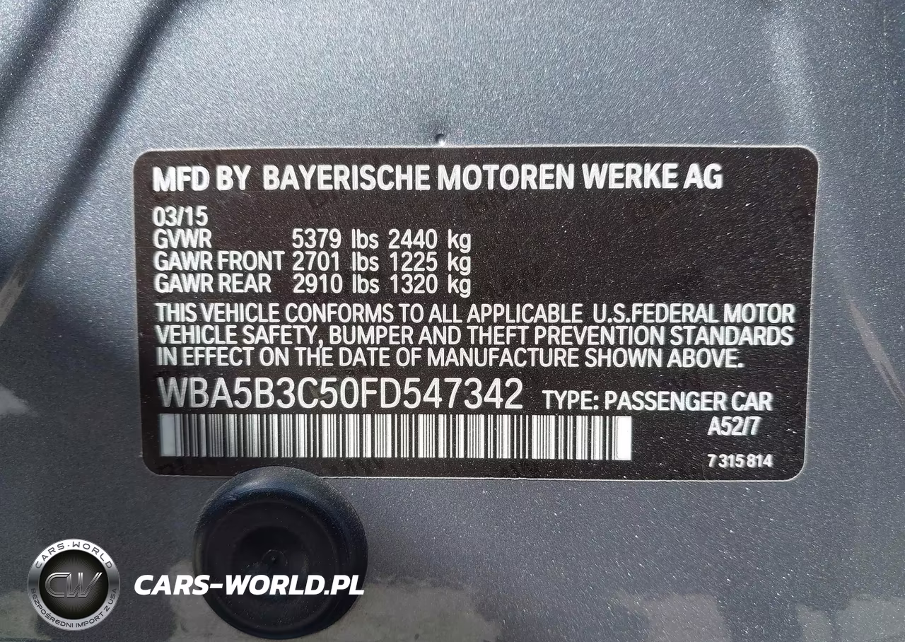 2015 BMW 535I xDrive VIN:WBA5B3C50FD547342 - 9