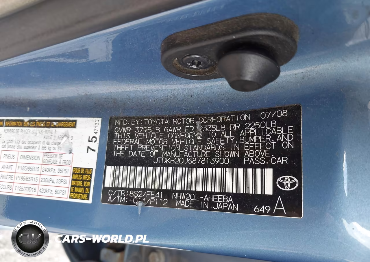2008 Toyota Prius VIN:JTDKB20U687813900 - 9
