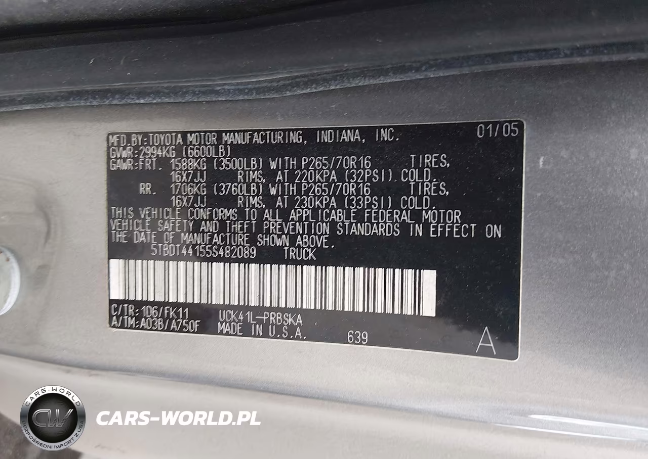2005 Toyota Tundra Sr5 V8 VIN:5TBDT44155S482089 - 9