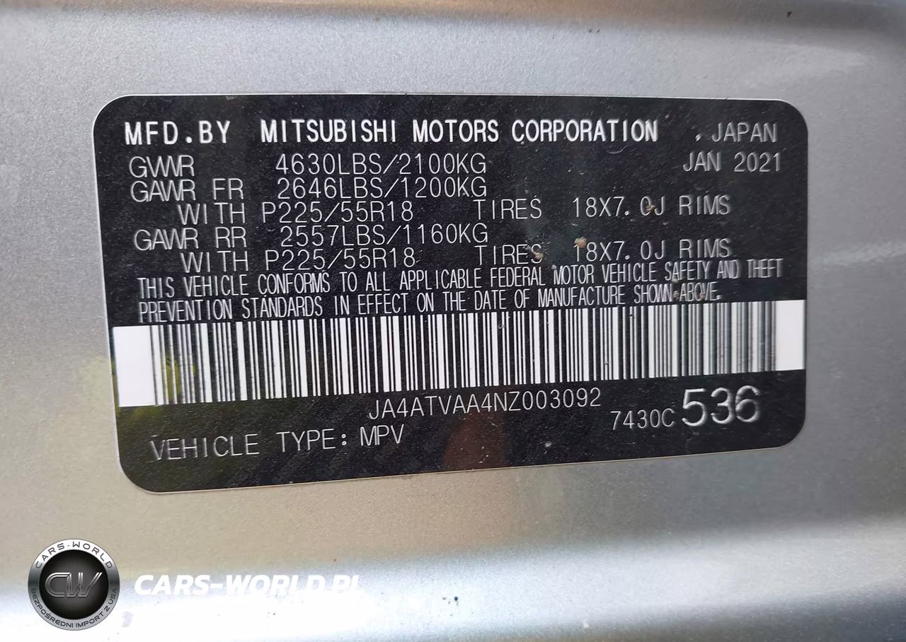 2022 Mitsubishi Eclipse Cross Le S-Awc VIN:JA4ATVAA4NZ003092 - 9