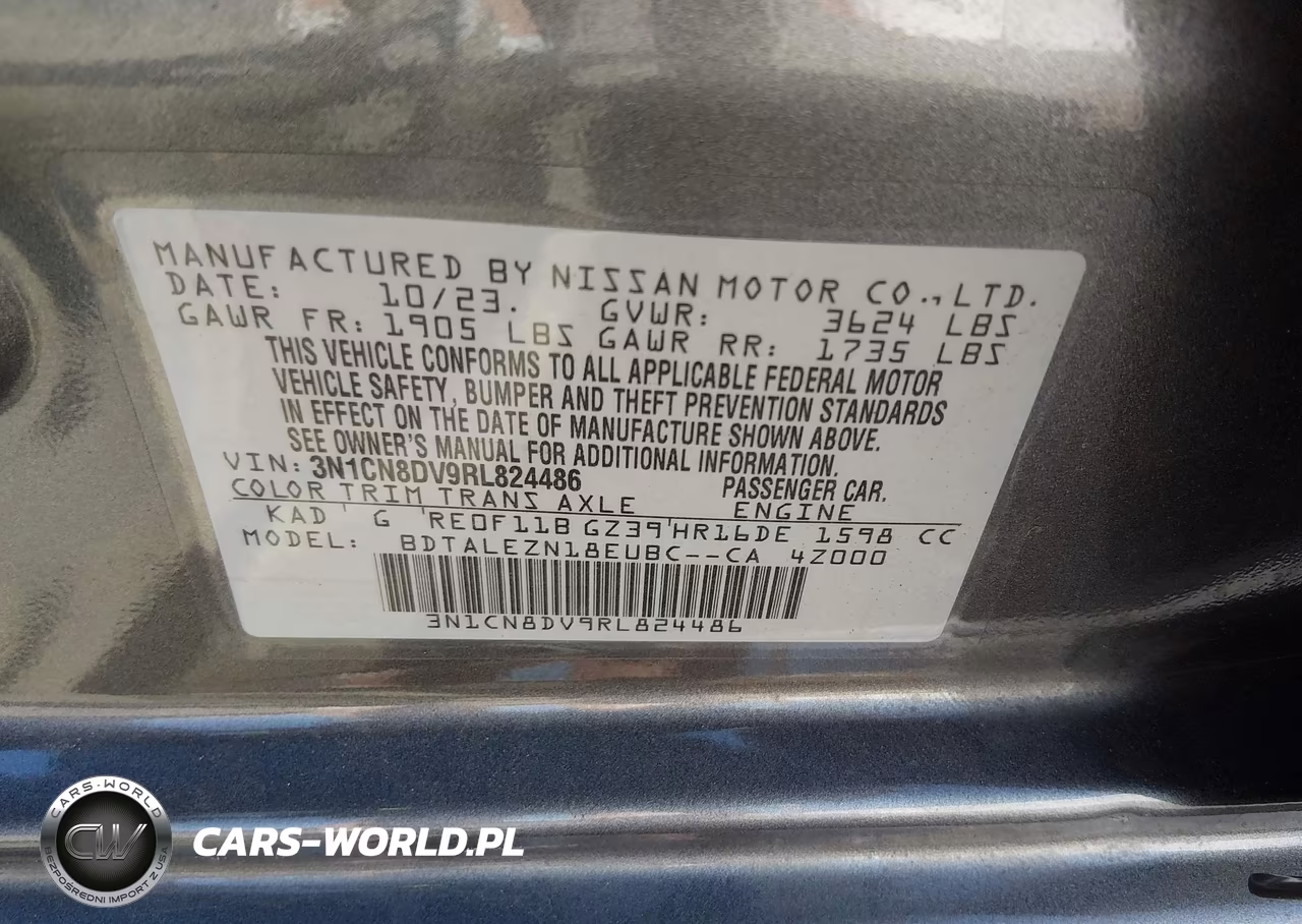 2024 Nissan Versa 1.6 S VIN:3N1CN8DV9RL824486 - 9