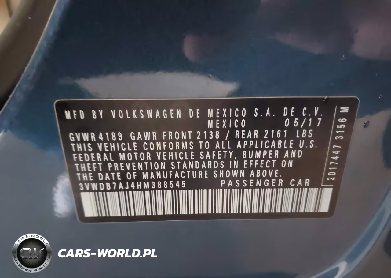 2017 Volkswagen Jetta 1.4T Se VIN:3VWDB7AJ4HM388545 - 9