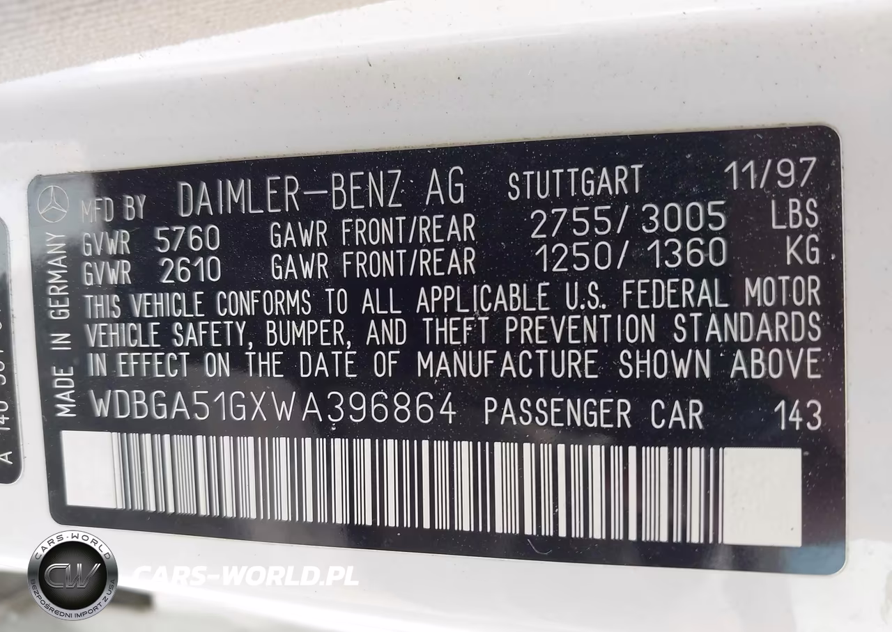 1998 Mercedes-Benz S 500 VIN:WDBGA51GXWA396864 - 9