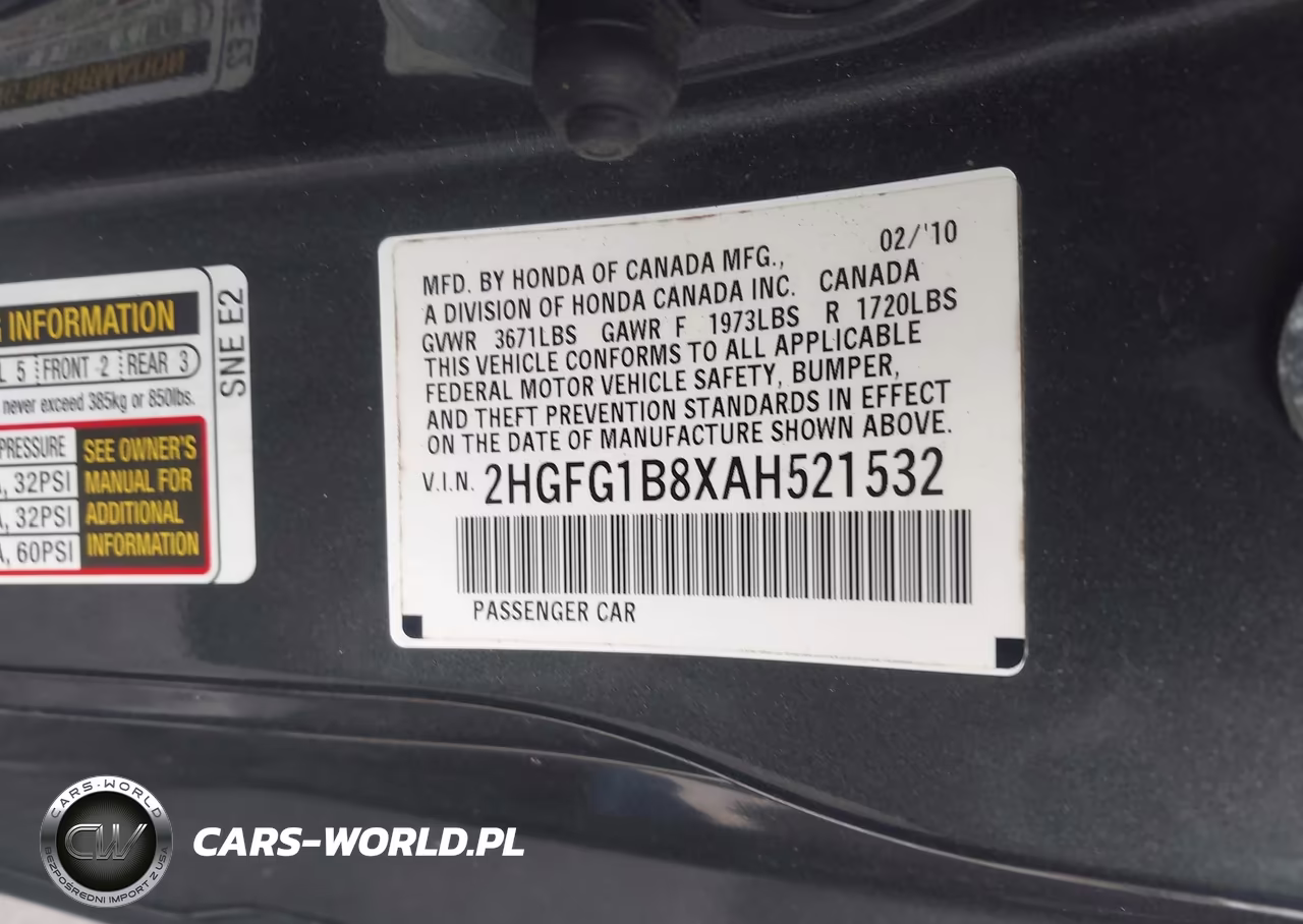 2010 Honda Civic Ex VIN:2HGFG1B8XAH521532 - 9