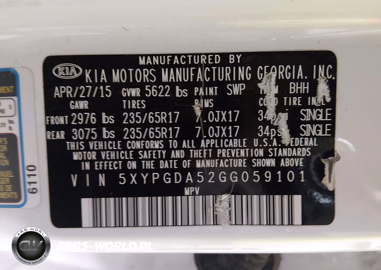 2016 Kia Sorento 3.3L Lx VIN:5XYPGDA52GG059101 - 9