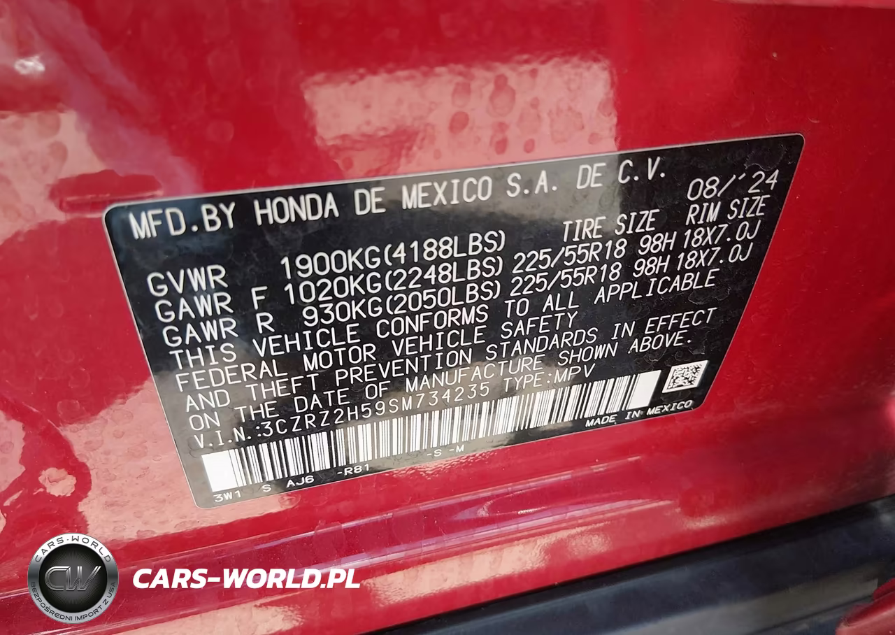 2025 Honda Hr-V Awd Sport VIN:3CZRZ2H59SM734235 - 9