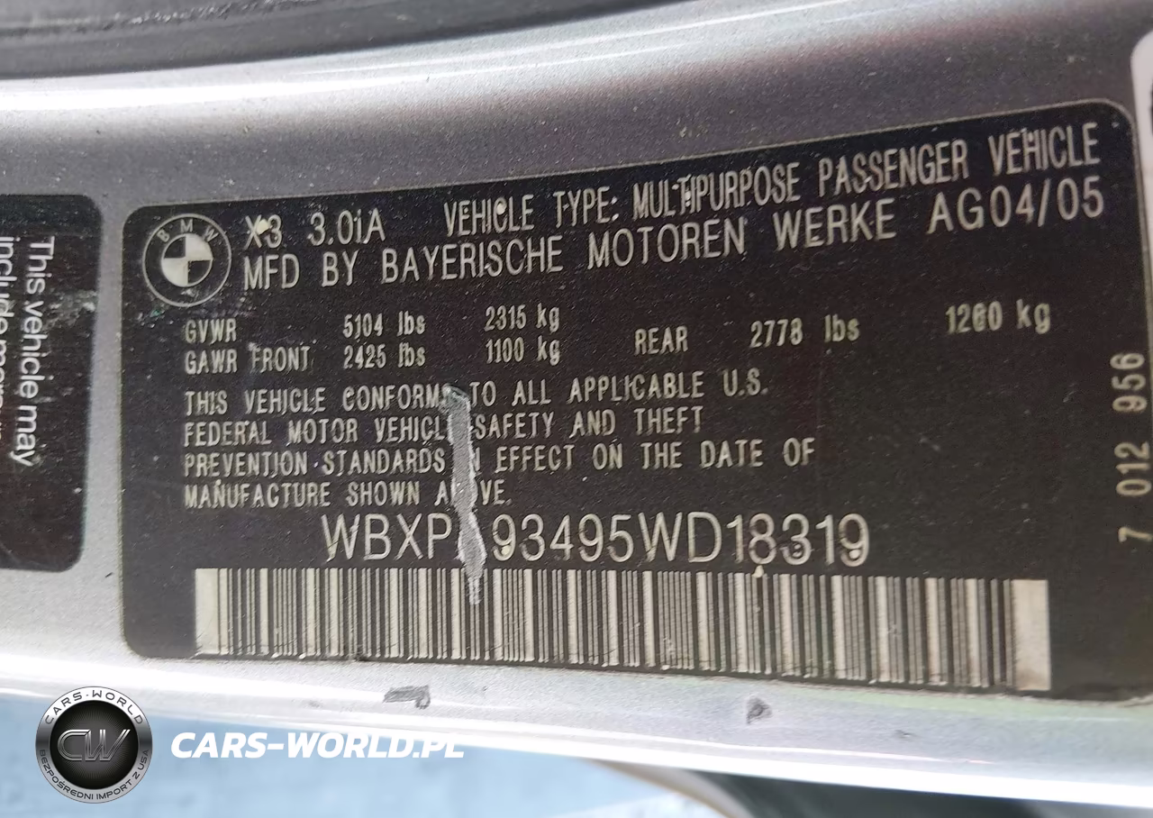 2005 BMW X3 3.0I VIN:WBXPA93495WD18319 - 9
