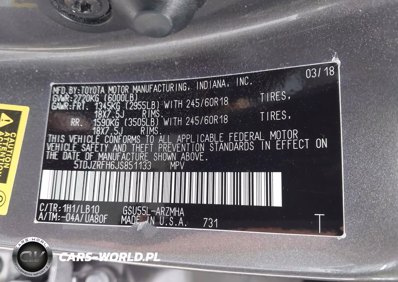 2018 Toyota Highlander Xle VIN:5TDJZRFH6JS851133 - 9