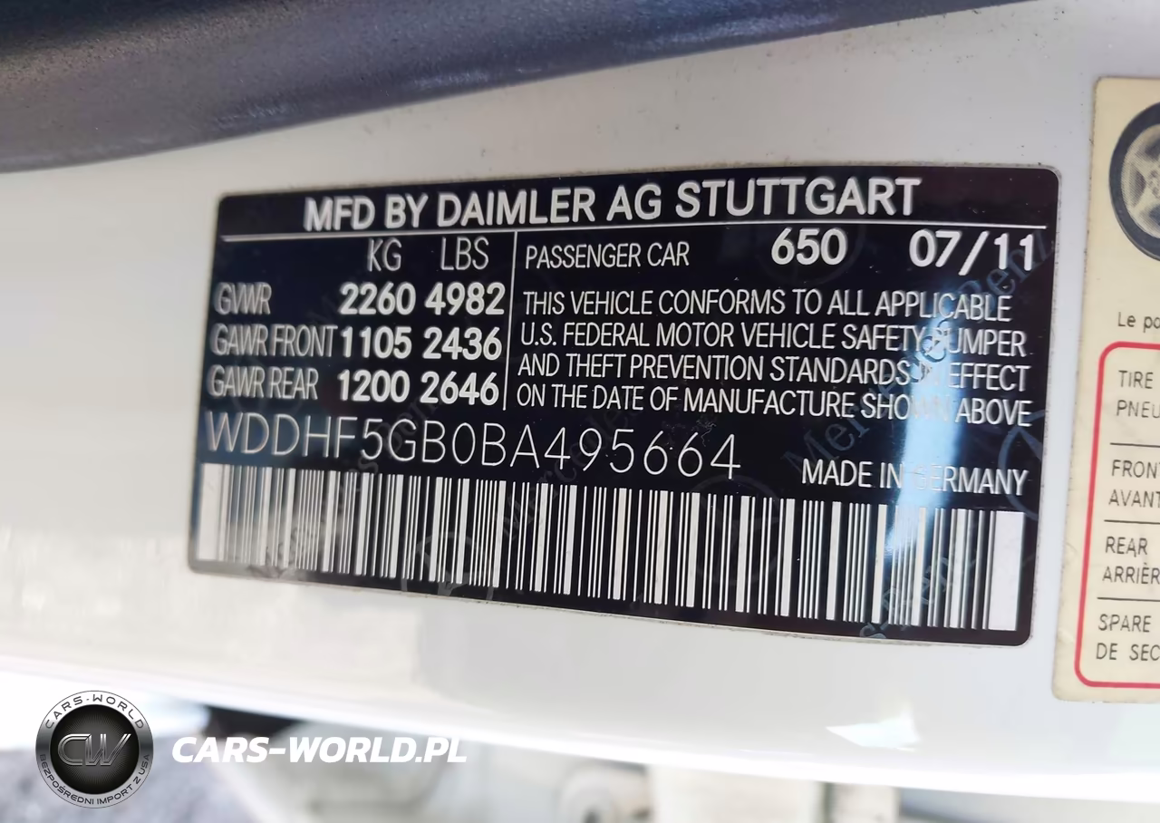 2011 Mercedes-Benz E 350 VIN:WDDHF5GB0BA495664 - 9