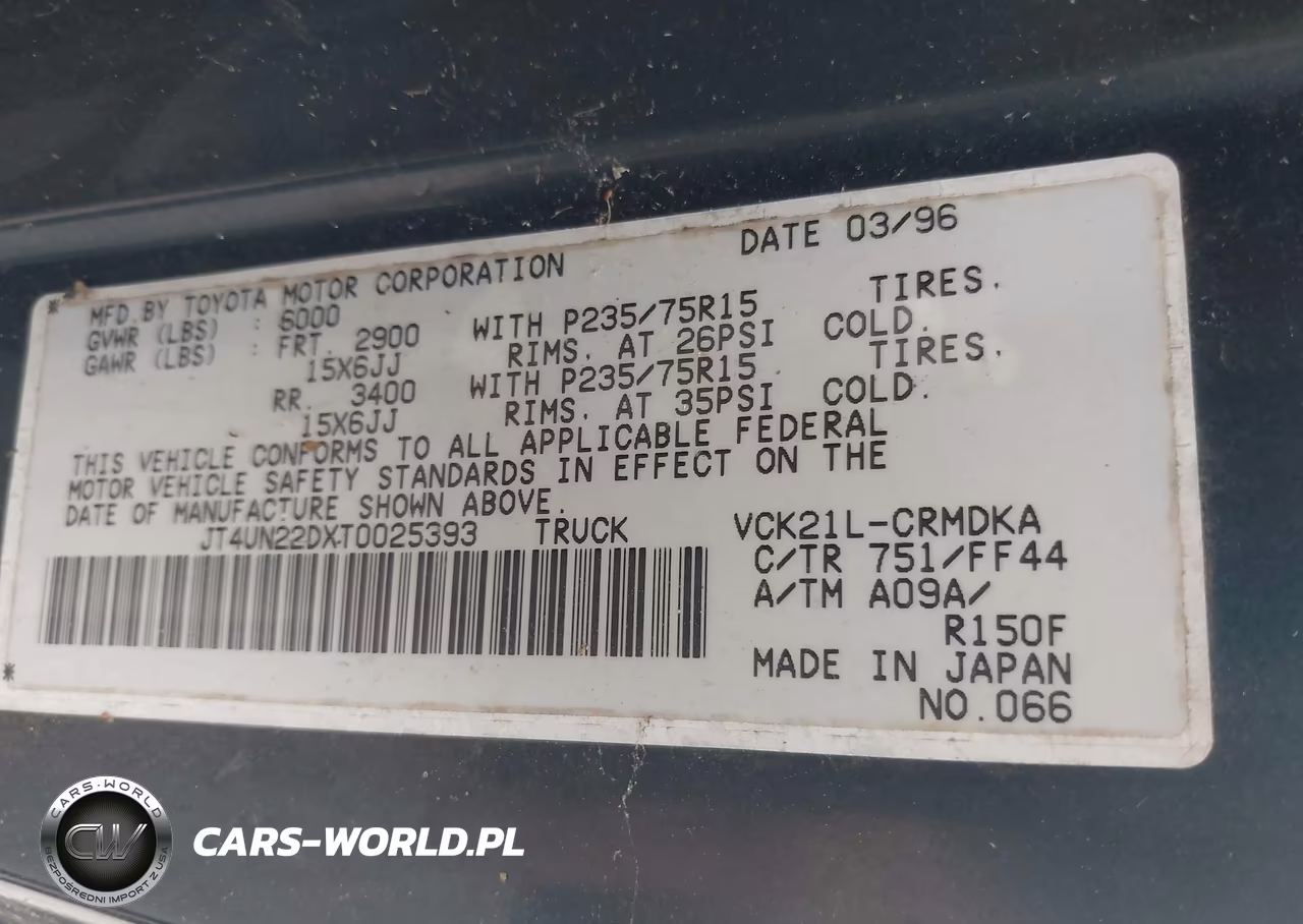 1996 Toyota T100 Xtracab VIN:JT4UN22DXT0025393 - 9