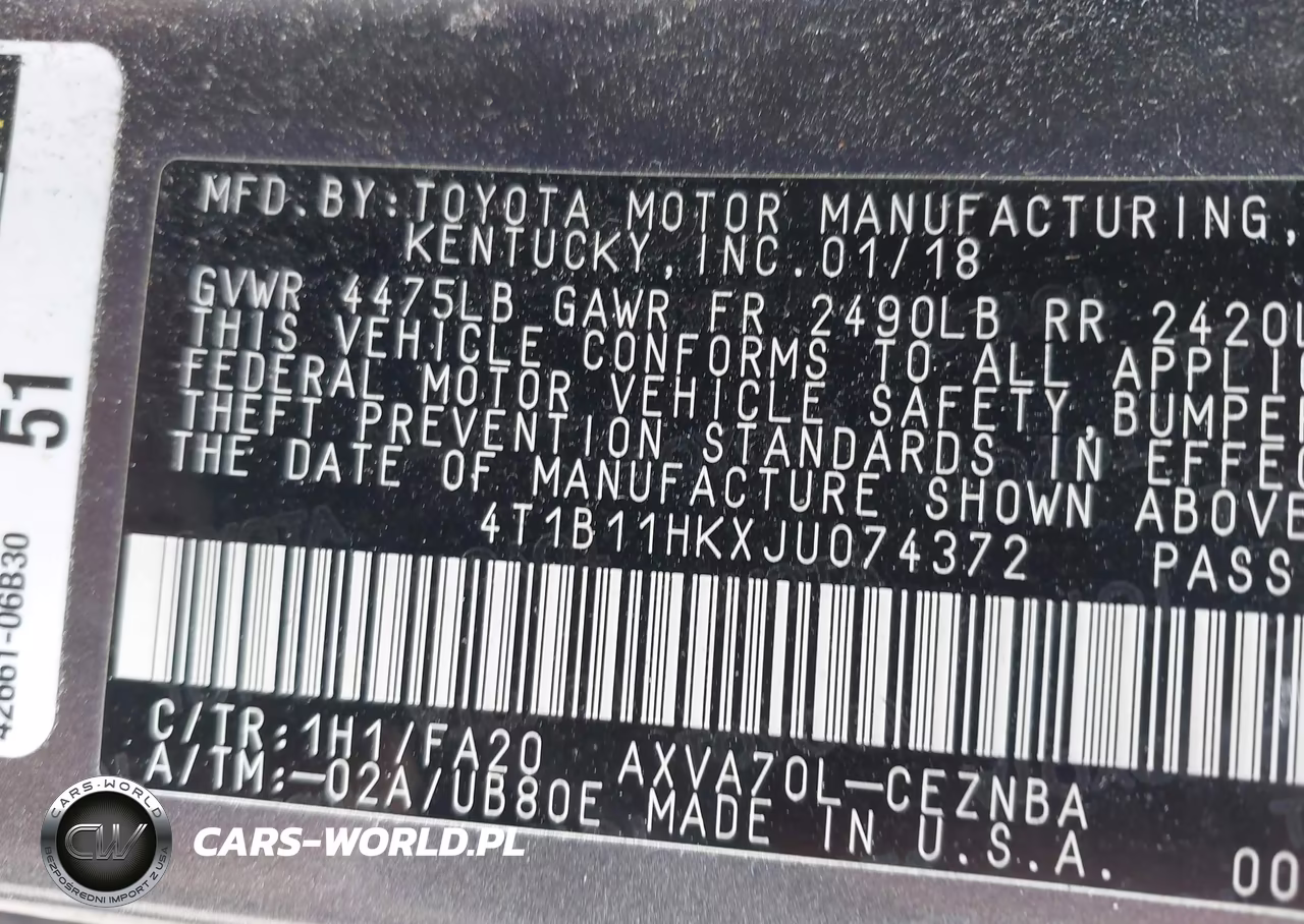 2018 Toyota Camry Le VIN:4T1B11HKXJU074372 - 9