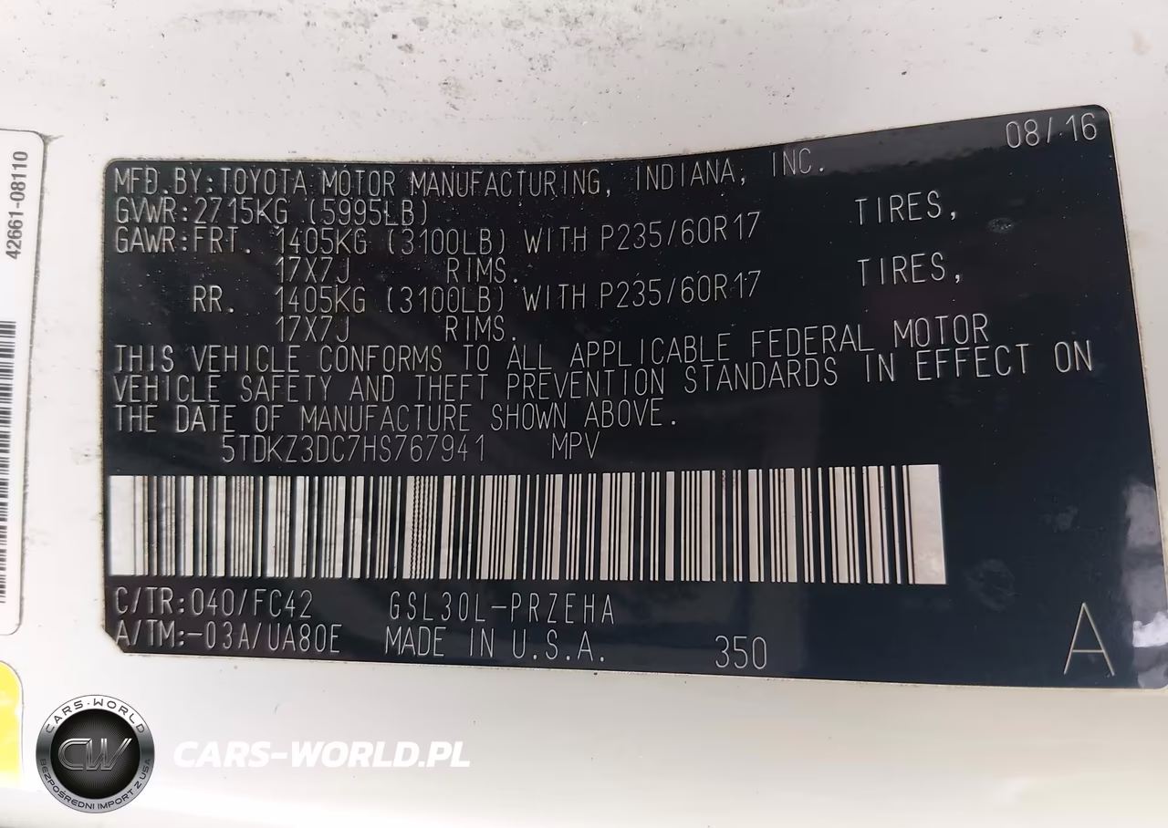 2017 Toyota Sienna Le 8 Passenger VIN:5TDKZ3DC7HS767941 - 9
