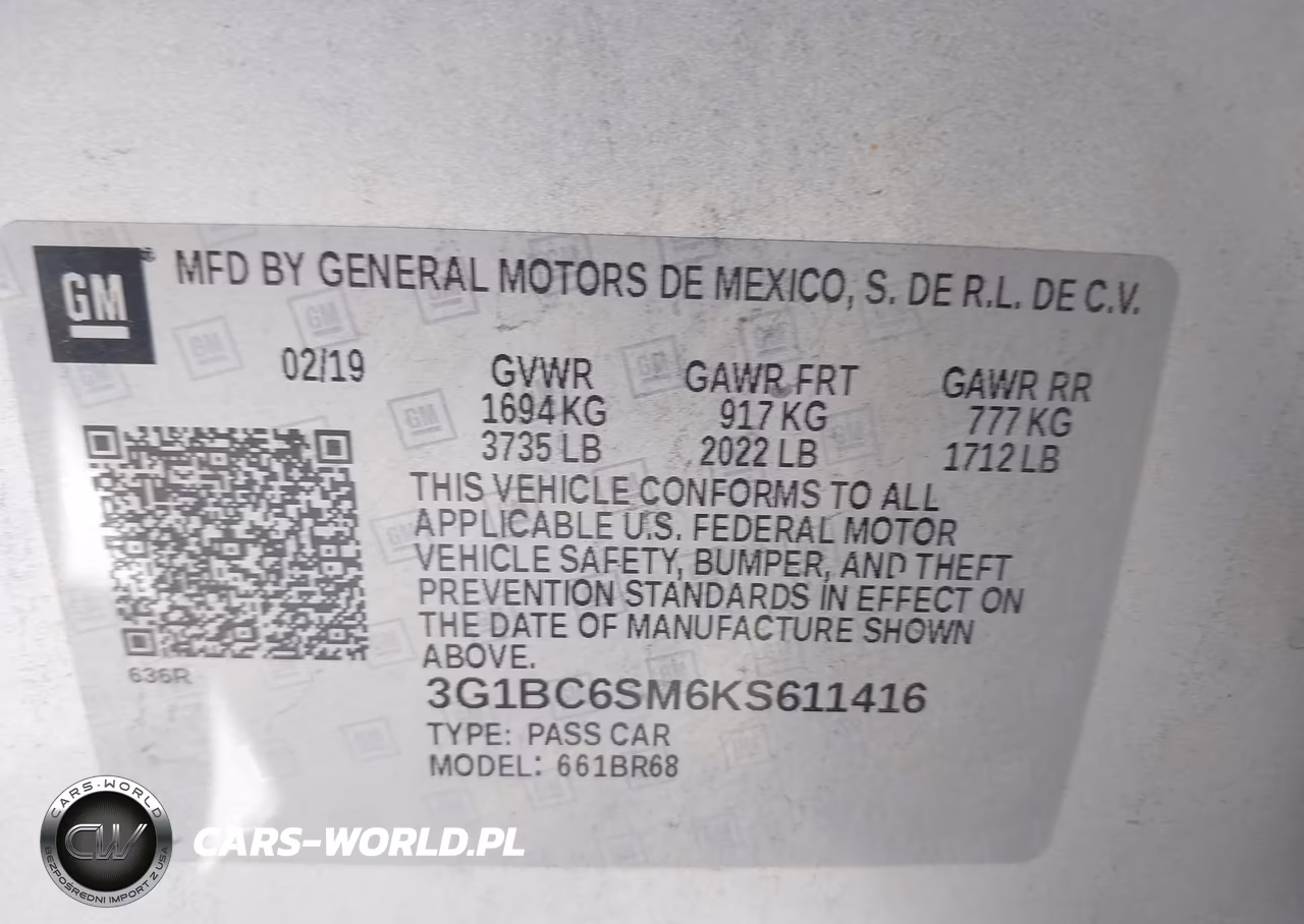 2019 Chevrolet Cruze Ls VIN:3G1BC6SM6KS611416 - 9