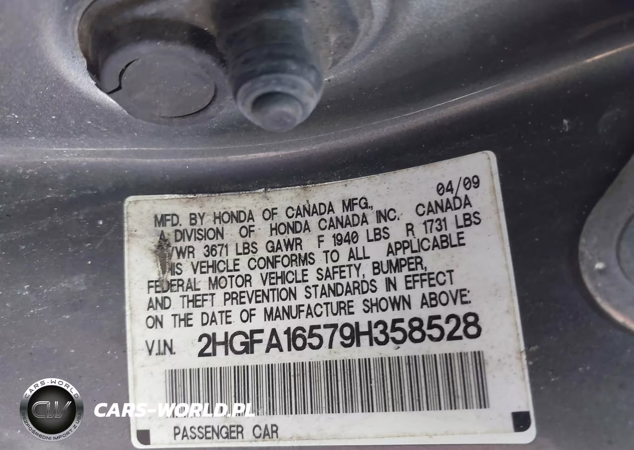 2009 Honda Civic Lx VIN:2HGFA16579H358528 - 9