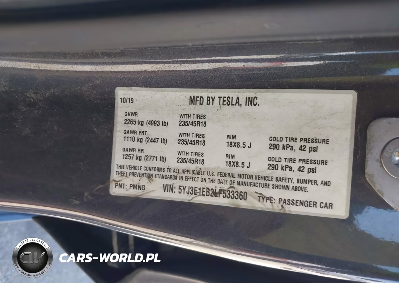 2020 Tesla Model 3 Long Range Dual Motor All-Wheel Drive VIN:5YJ3E1EB2LF533360 - 9