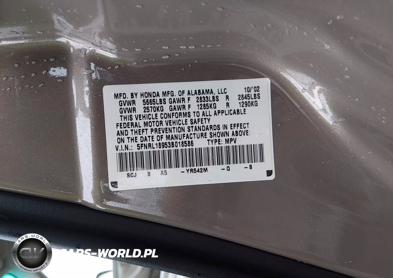 2003 Honda Odyssey Ex-L VIN:5FNRL18953B018586 - 9