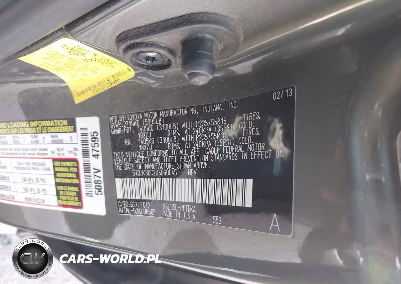 2013 Toyota Sienna Le 7 Passenger VIN:5TDJK3DC2DS060045 - 9