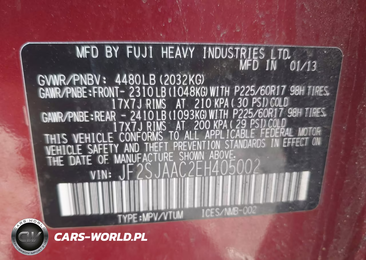 2014 Subaru Forester 2.5I VIN:JF2SJAAC2EH405002 - 9