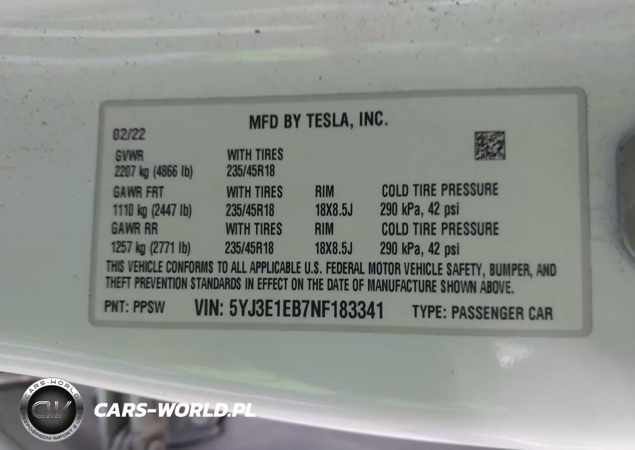 2022 Tesla Model 3 Long Range Dual Motor All-Wheel Drive VIN:5YJ3E1EB7NF183341 - 9