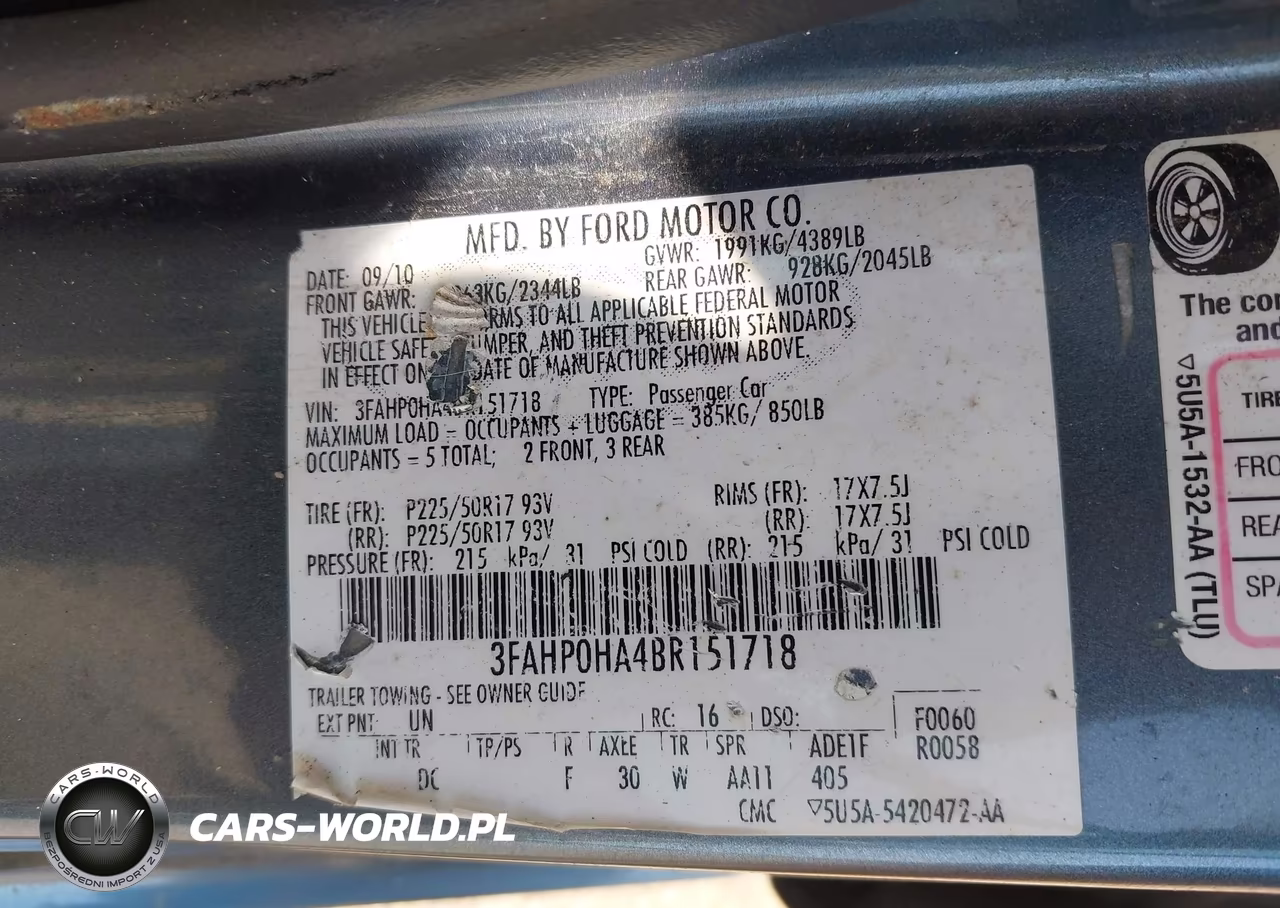 2011 Ford Fusion Se VIN:3FAHP0HA4BR151718 - 9