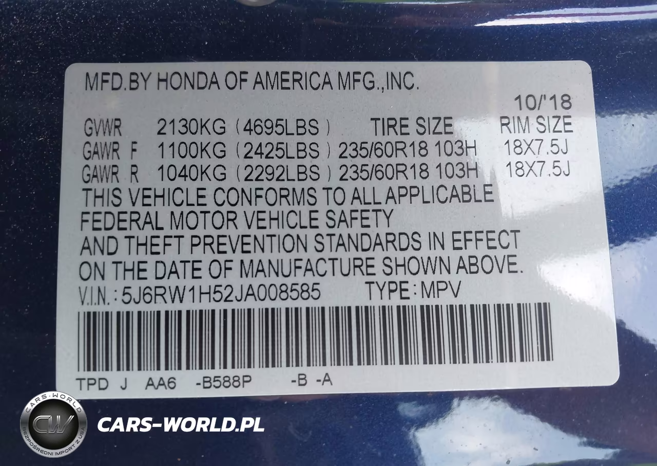 2018 Honda Cr-V Ex VIN:5J6RW1H52JA008585 - 9