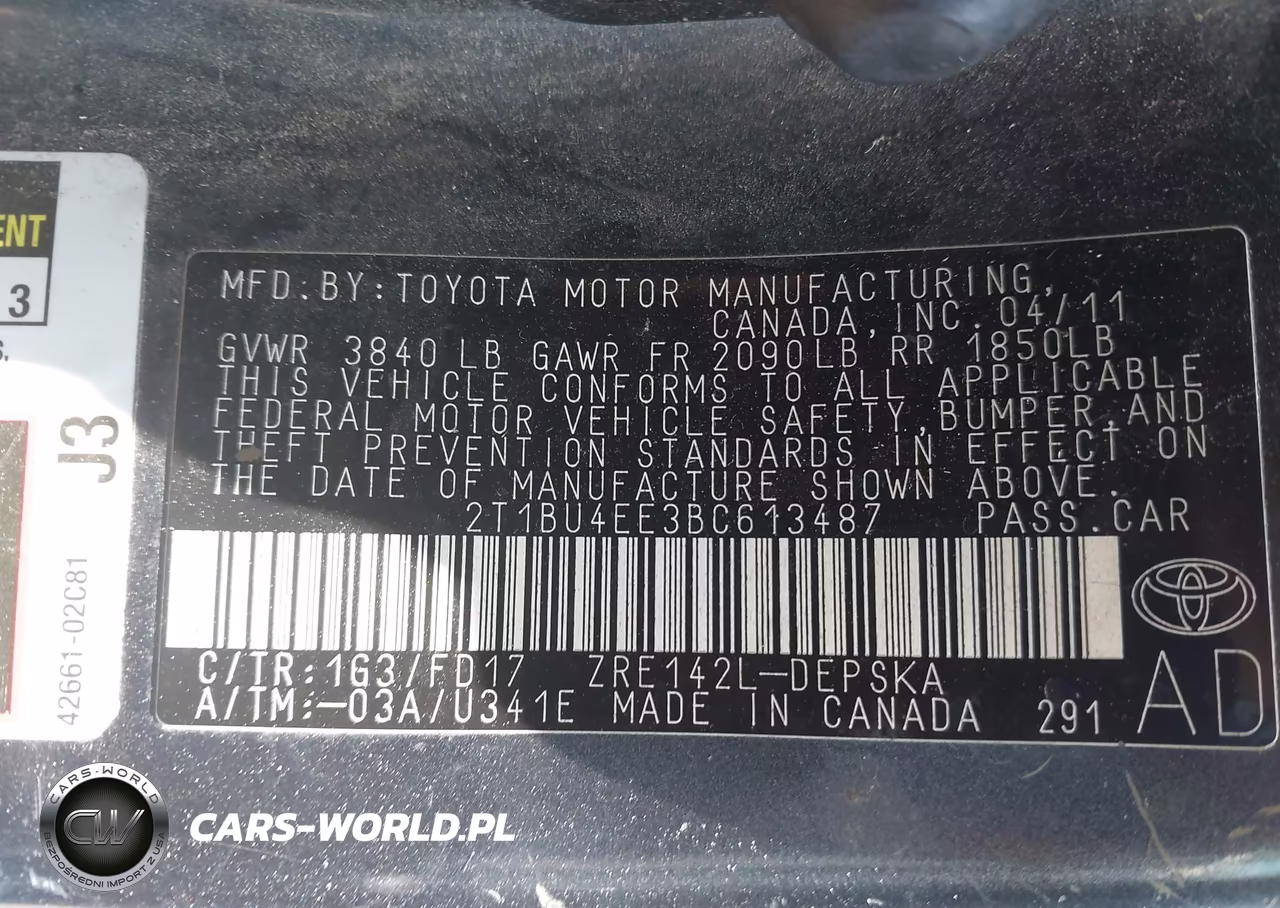 2011 Toyota Corolla S VIN:2T1BU4EE3BC613487 - 9