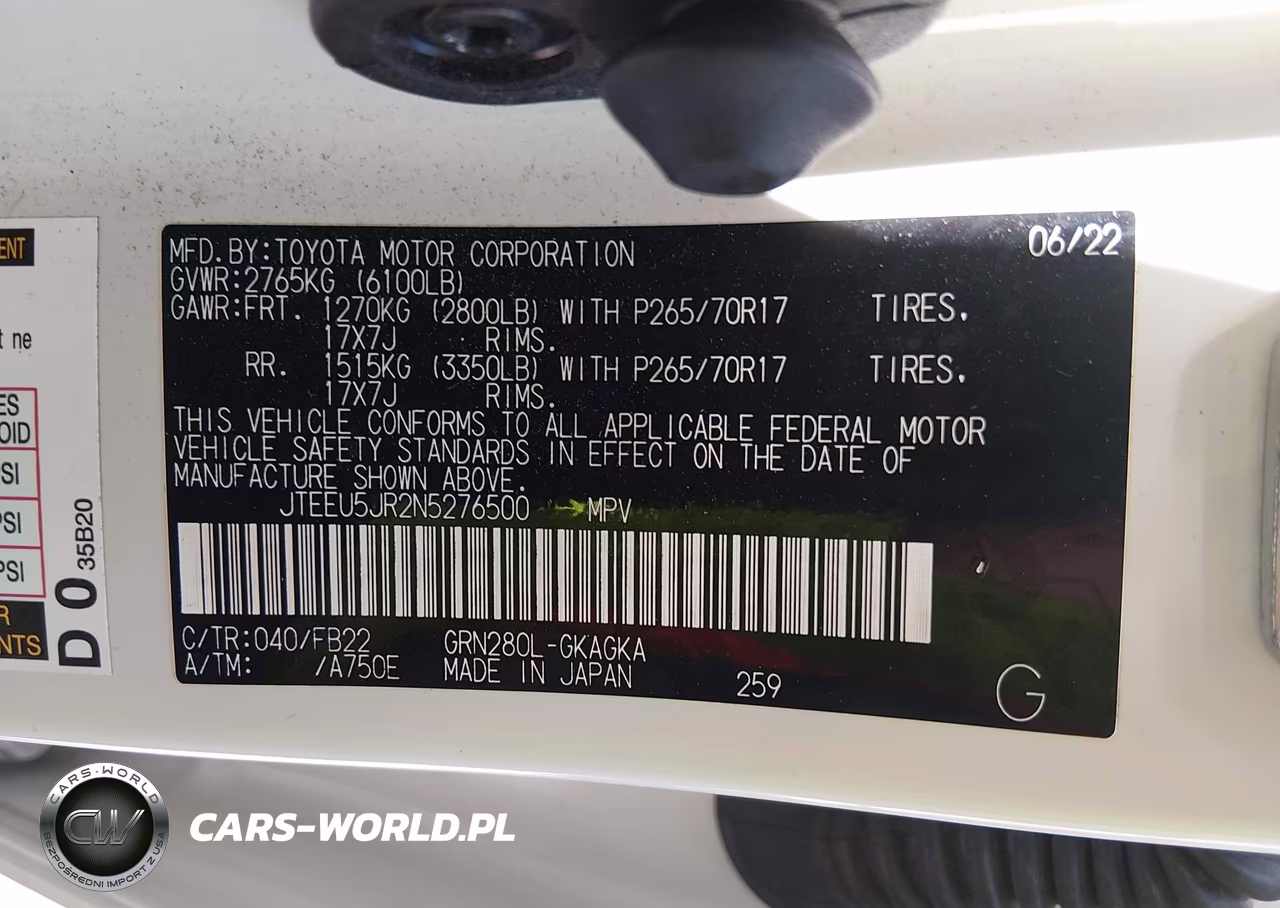 2022 Toyota 4Runner Sr5 VIN:JTEEU5JR2N5276500 - 9