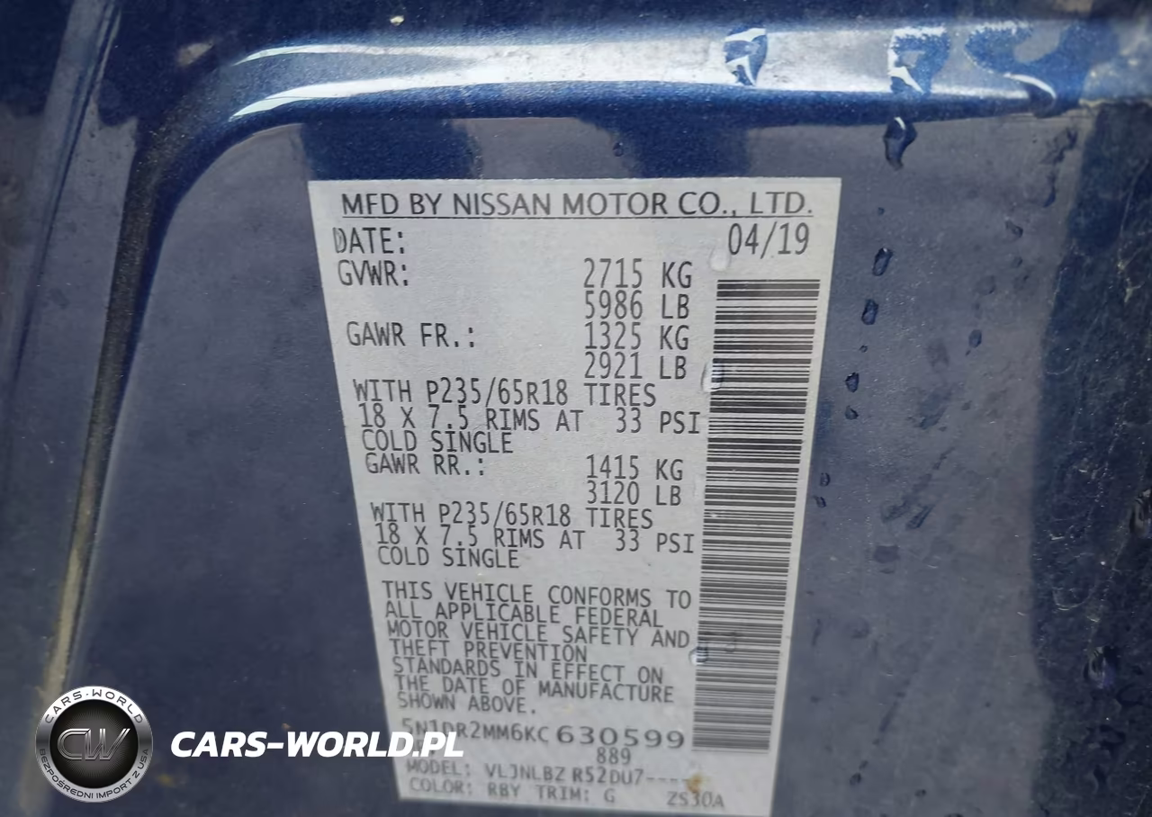2019 Nissan Pathfinder S VIN:5N1DR2MM6KC630599 - 9