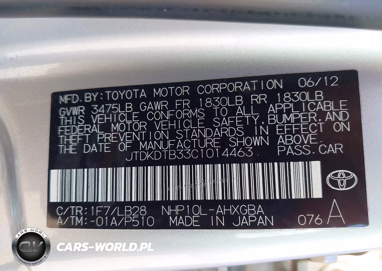 2012 Toyota Prius C Four VIN:JTDKDTB33C1014463 - 9
