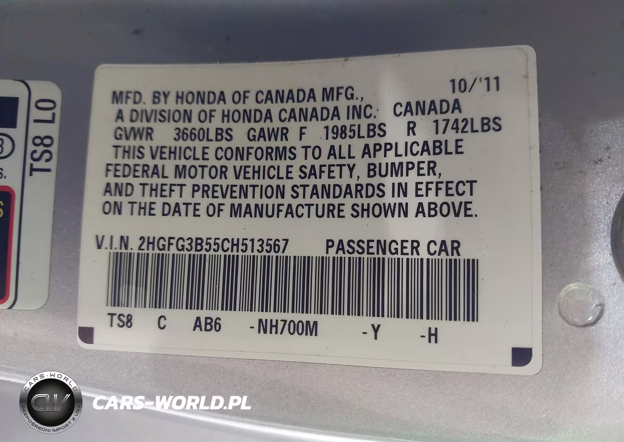 2012 Honda Civic Lx VIN:2HGFG3B55CH513567 - 9