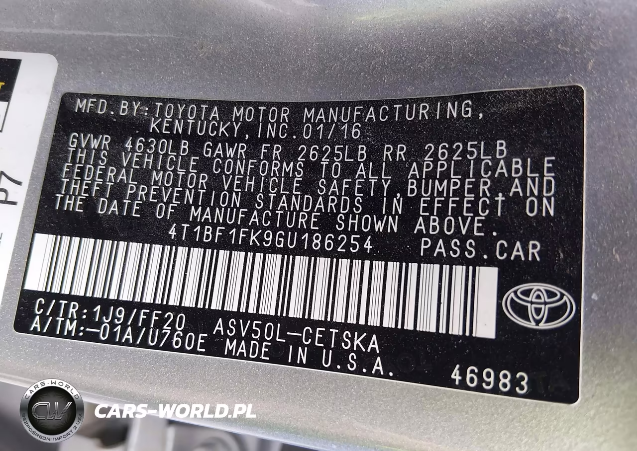 2016 Toyota Camry Se VIN:4T1BF1FK9GU186254 - 9
