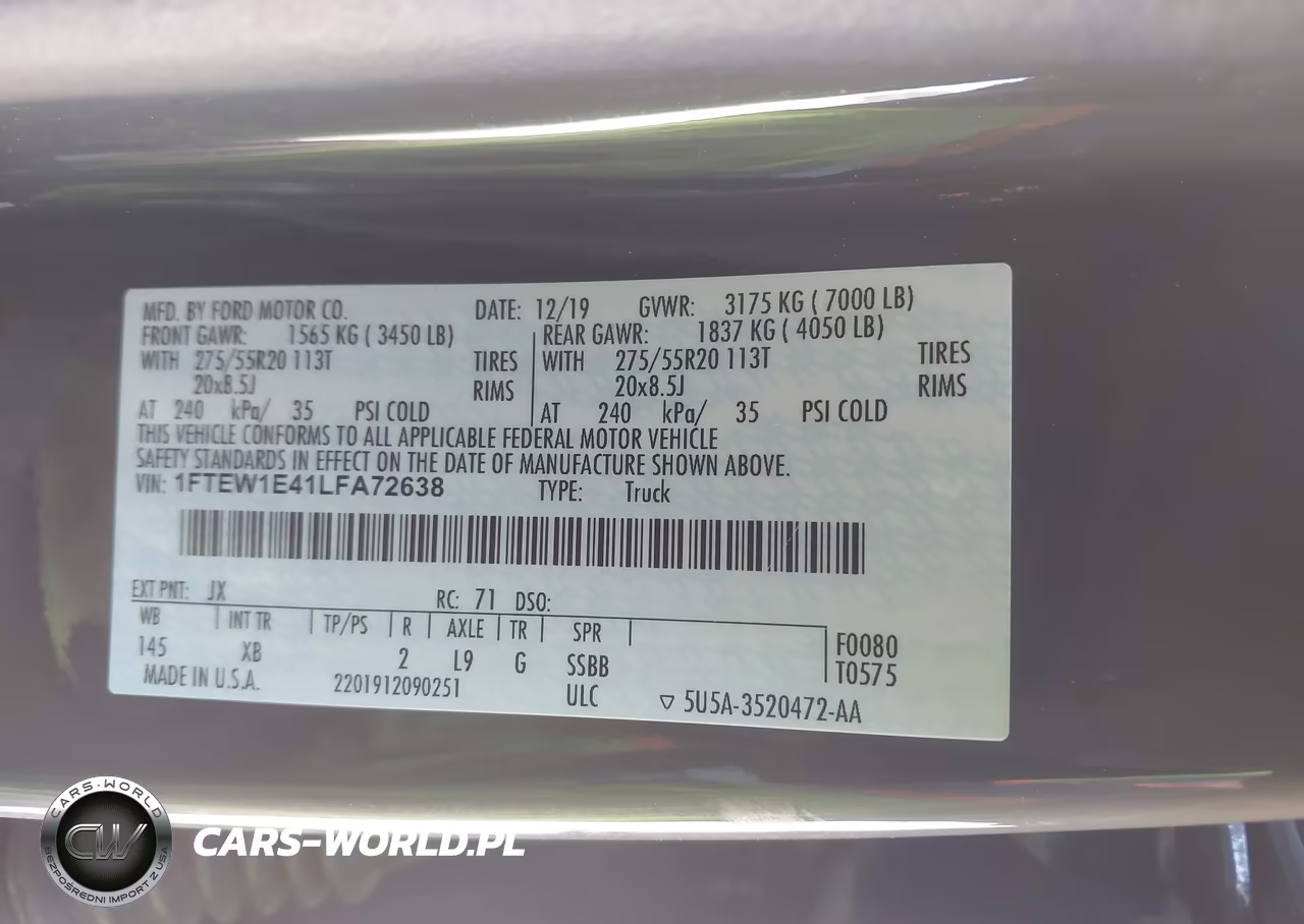 2020 Ford F-150 Xlt VIN:1FTEW1E41LFA72638 - 9
