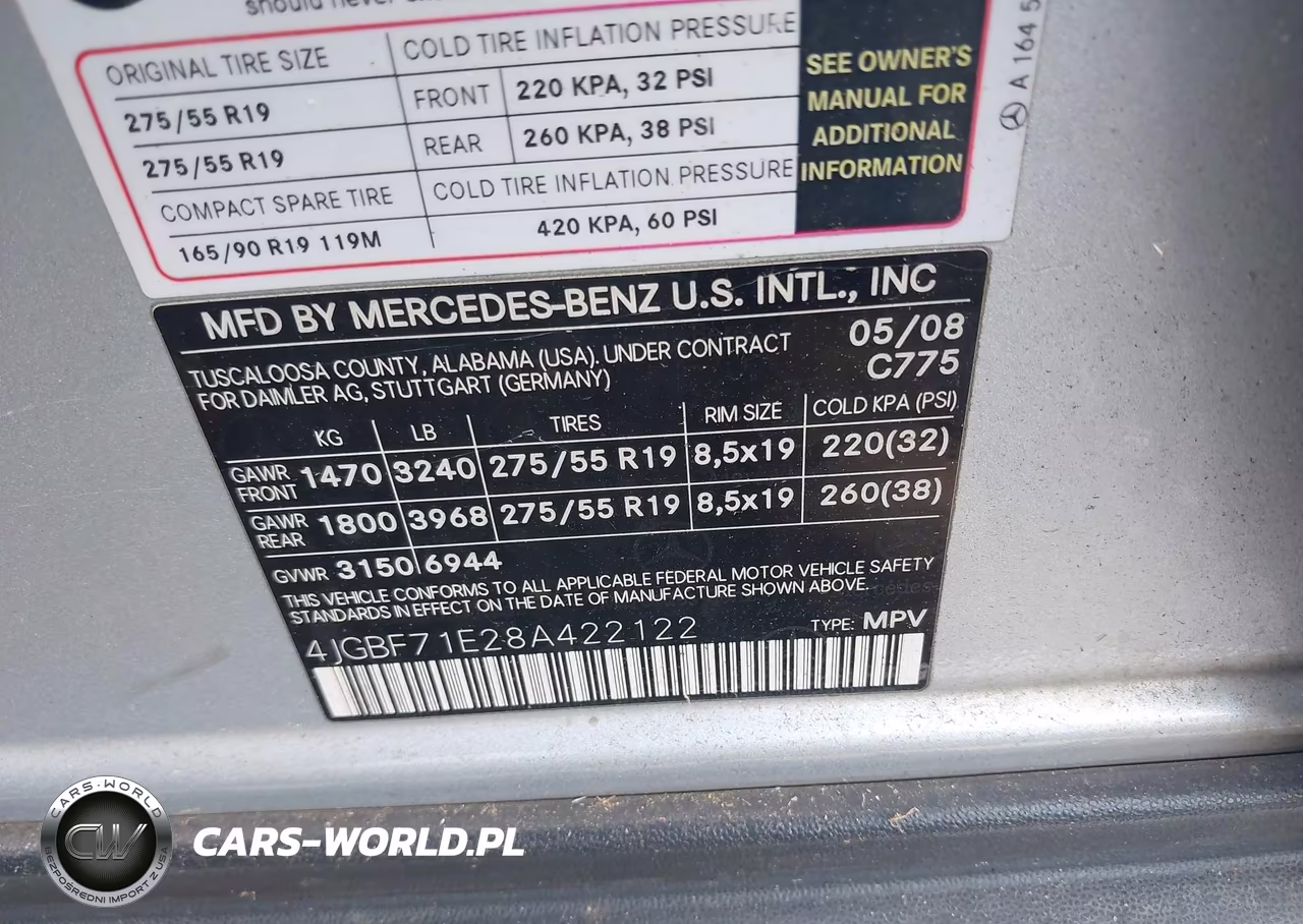 2008 Mercedes-Benz Gl-Class 4.6L VIN:4JGBF71E28A422122 - 9