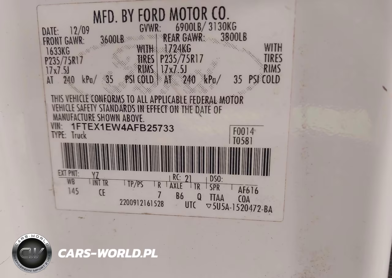 2010 Ford F-150 Xl VIN:1FTEX1EW4AFB25733 - 9