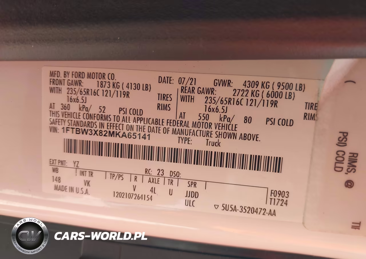2021 Ford Transit-350 Cargo Van VIN:1FTBW3X82MKA65141 - 9