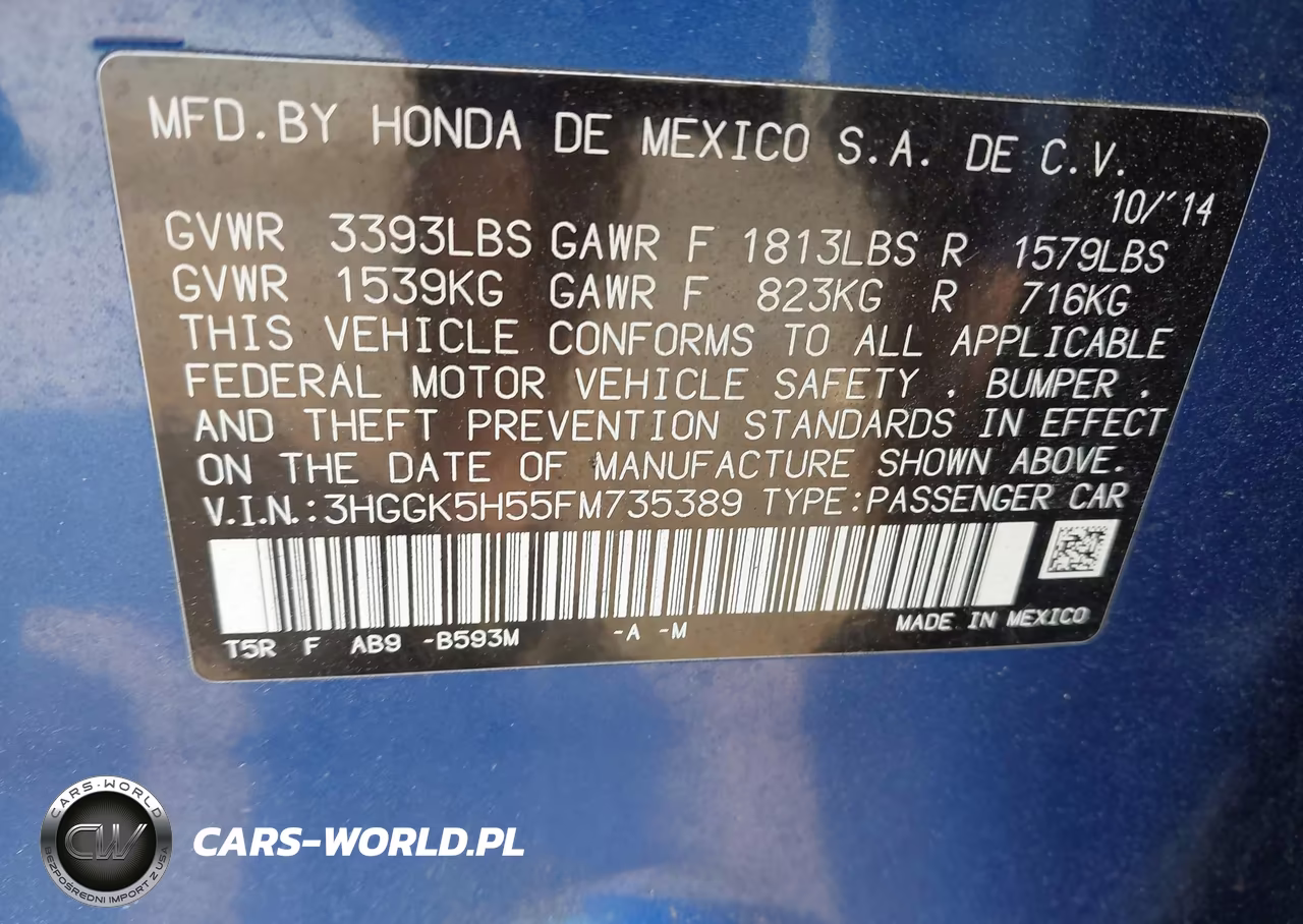 2015 Honda Fit Lx VIN:3HGGK5H55FM735389 - 9